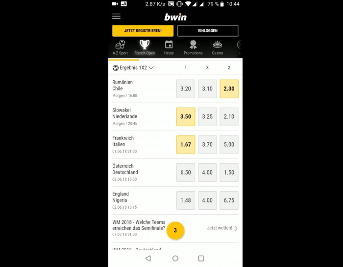 Bwin приложение на Android